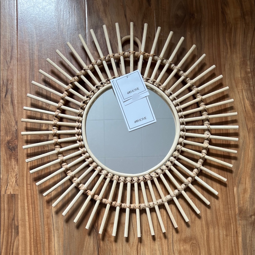 H&M Natural Rattan Sunburst Mirror - Light Cream